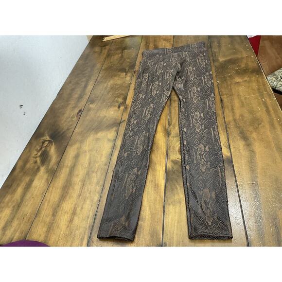Spanx Leggings Womens Small Brown Faux Leather Snakeskin Print Casual Ladies - Picture 2 of 10